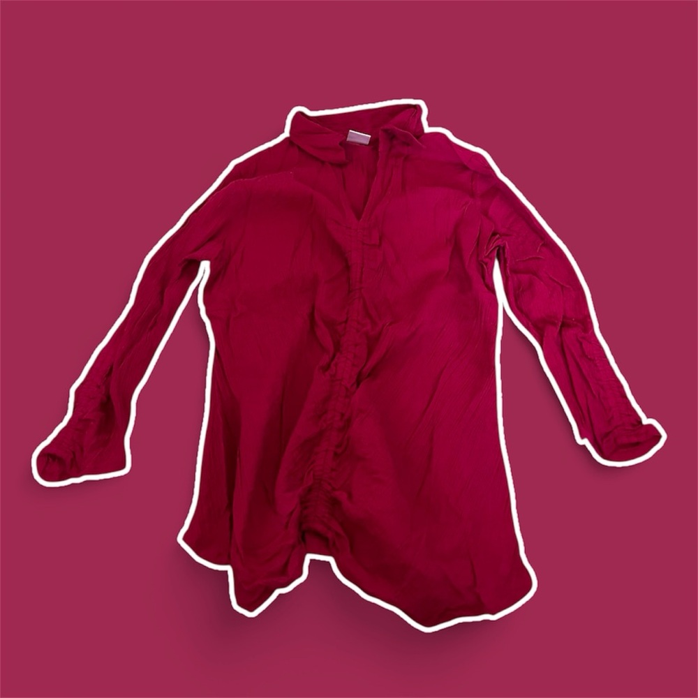 ▫️MOTHERHOOD MATERNITY: Women’s M, hot pink scrunched accent blouse preowned▫️